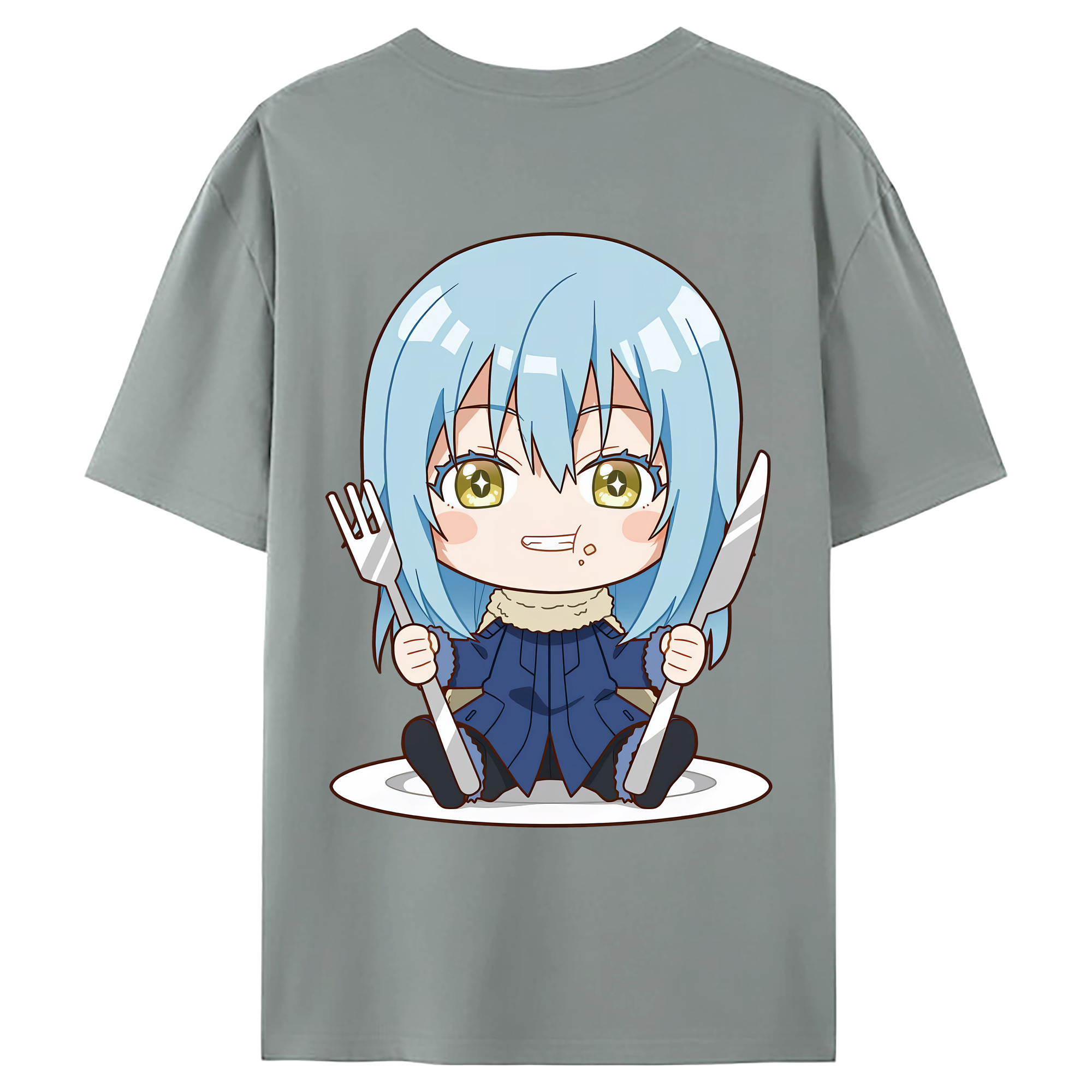 （画像用） 転スラ Regarding Reincarnated to Slime 綿100％ メンズ半袖Tシャツ（バックプリント） 通気性
